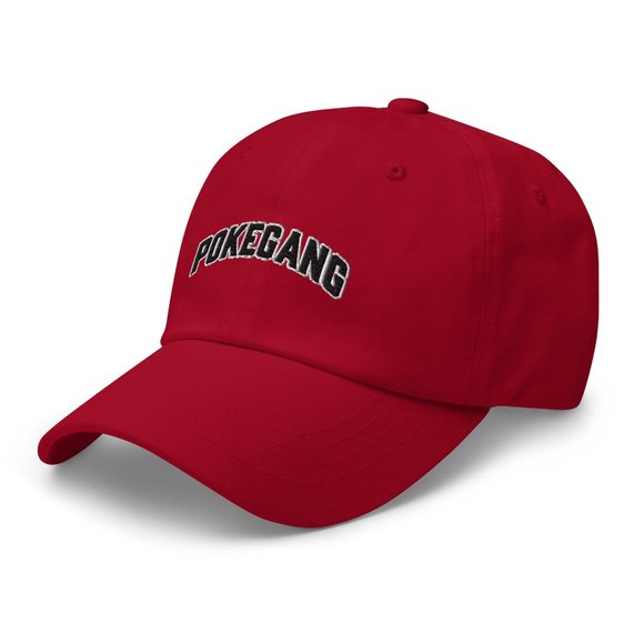 PokeGang Unisex Cranberry Red Antique Buckle 100% Chino Cotton Twill Hat